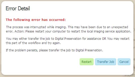 Failed Imaging Service error